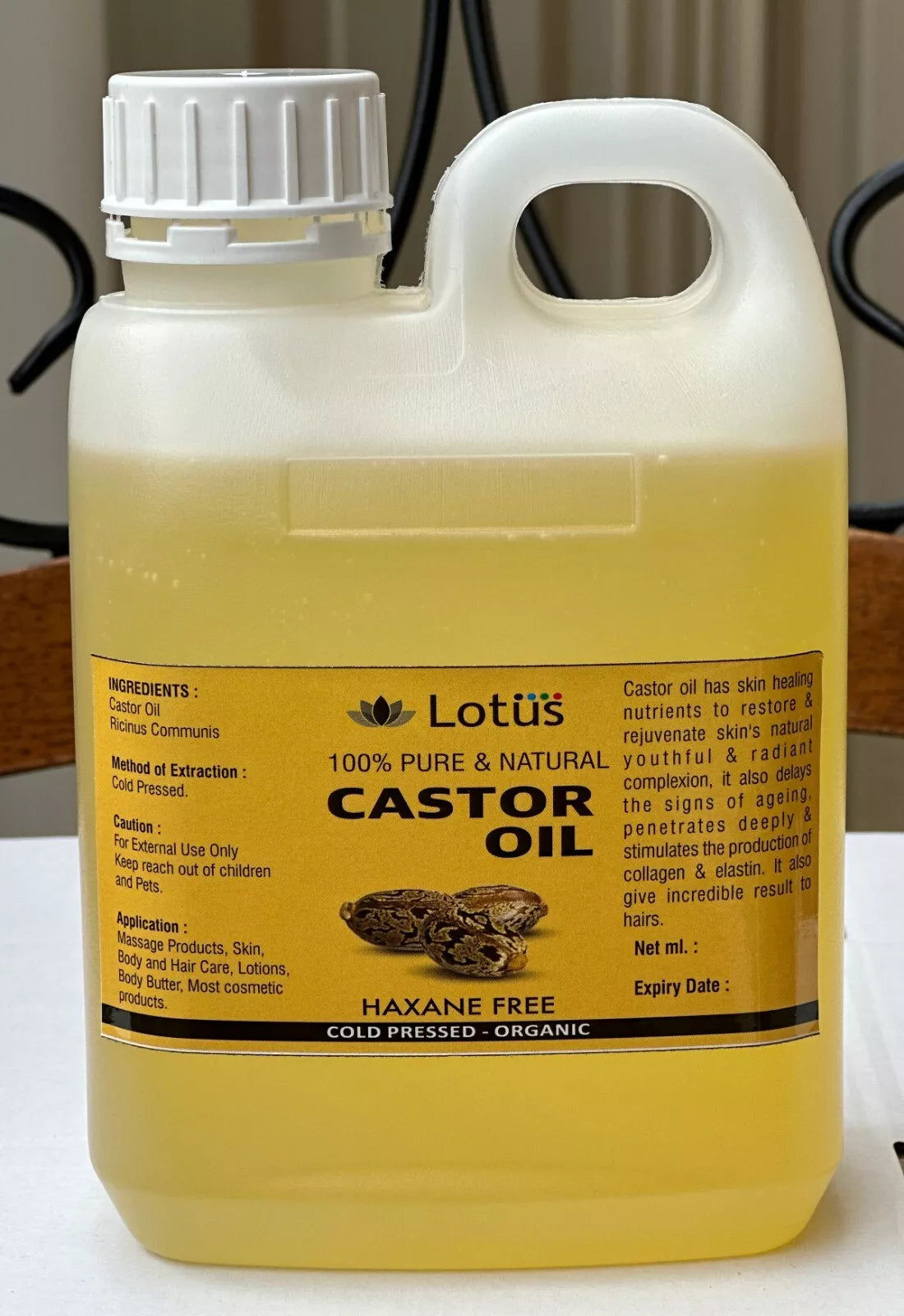 100% Pure Organic Castor Carrier Oil โ Cold-Pressed & Hexane-Free Nourish naturally with a time-tested botanical powerhouse - 1 Litre