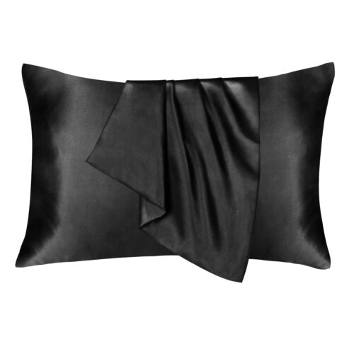 2PCS Luxury Satin Silk Pillow Cases Cushion Cover Pillowcase Home Decor Slip