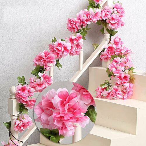 2.1M Artificial Silk Sakura Flowers Fake Vine Ivy Hanging Garland Floral Wedding