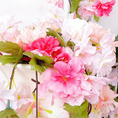 2.1M Artificial Silk Sakura Flowers Fake Vine Ivy Hanging Garland Floral Wedding