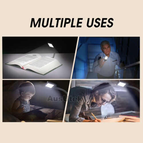 LED  Book Reading Light Lamp USB Rechargeable Flexible Clip On Bed Desk Table