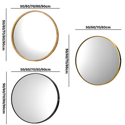 Oikiture Wall Mirrors Round Makeup Mirror Home Decor 50/60/70/80/90cm