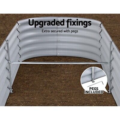 Green Fingers Garden Bed 240X80X42cm Oval Planter Box Raised Container Galvanise