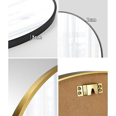 Oikiture Wall Mirrors Round Makeup Mirror Home Decor 50/60/70/80/90cm