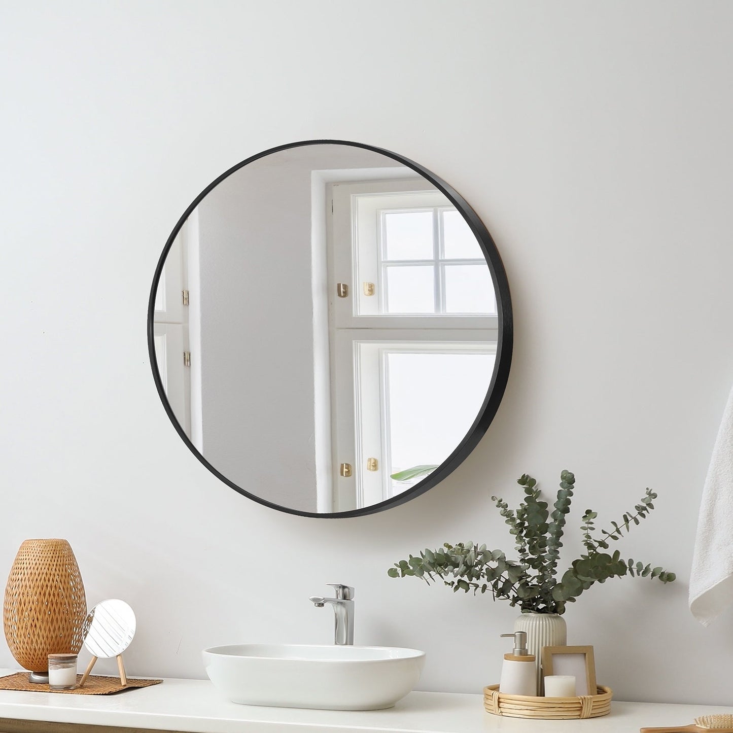 Oikiture Wall Mirrors Round Makeup Mirror Home Decor 50/60/70/80/90cm