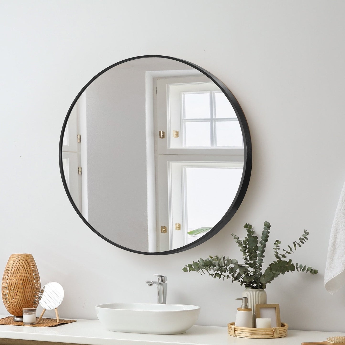 Oikiture Wall Mirrors Round Makeup Mirror Home Decor 50/60/70/80/90cm