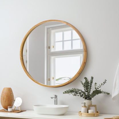 Oikiture Wall Mirrors Round Makeup Mirror Home Decor 50/60/70/80/90cm