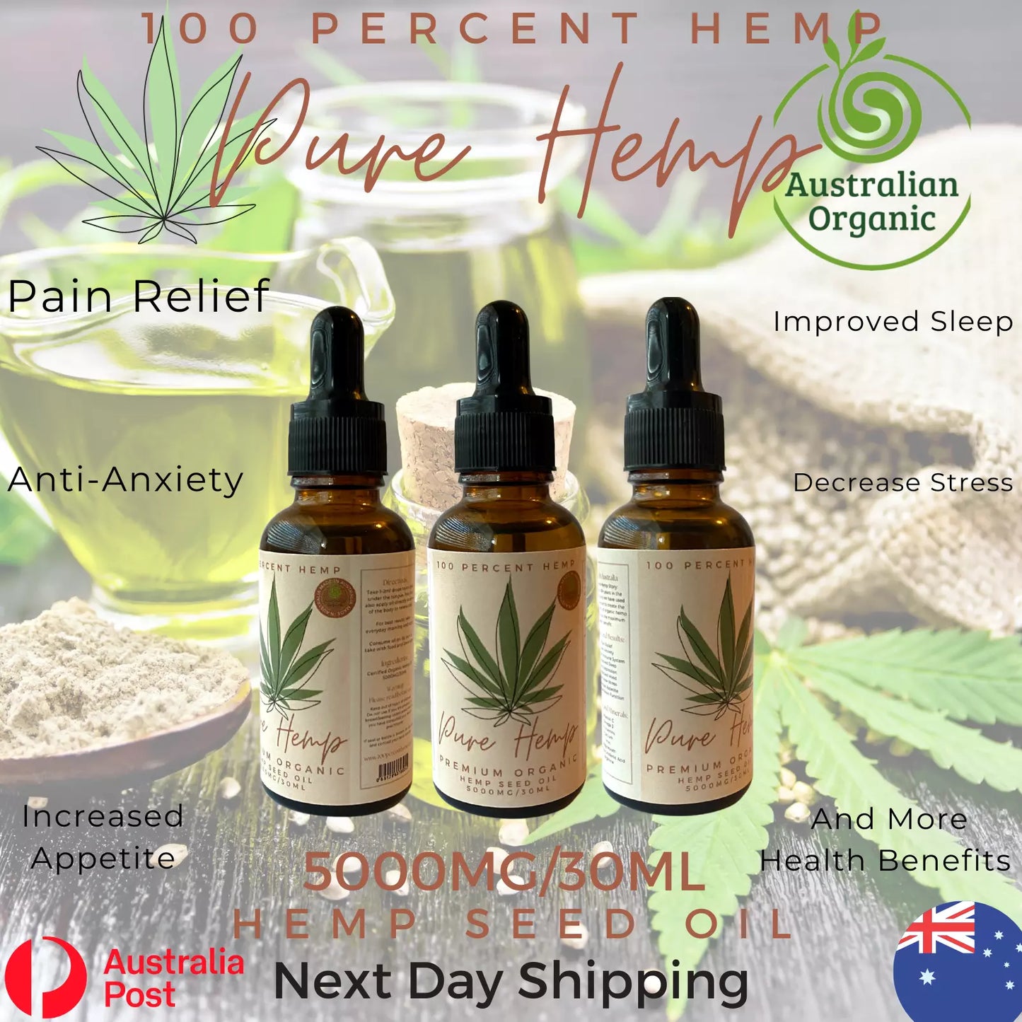 100% Pure Hemp Seed Oil – 5000MG / 30ml Dropper Bottle