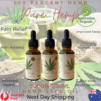 100% Pure Hemp Seed Oil – 5000MG / 30ml Dropper Bottle