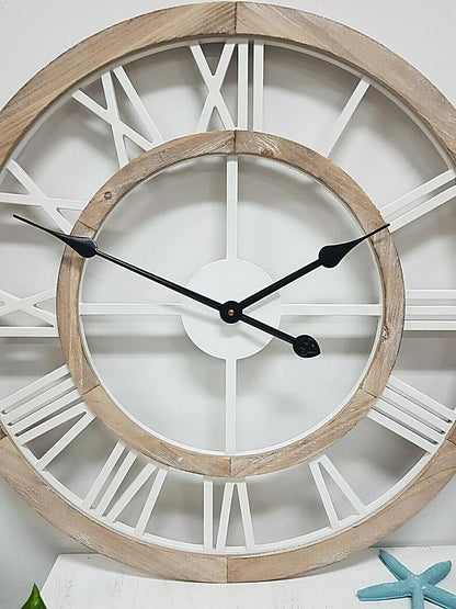 Coastal Large Floating Wooden Wall Clock 60cm French Country