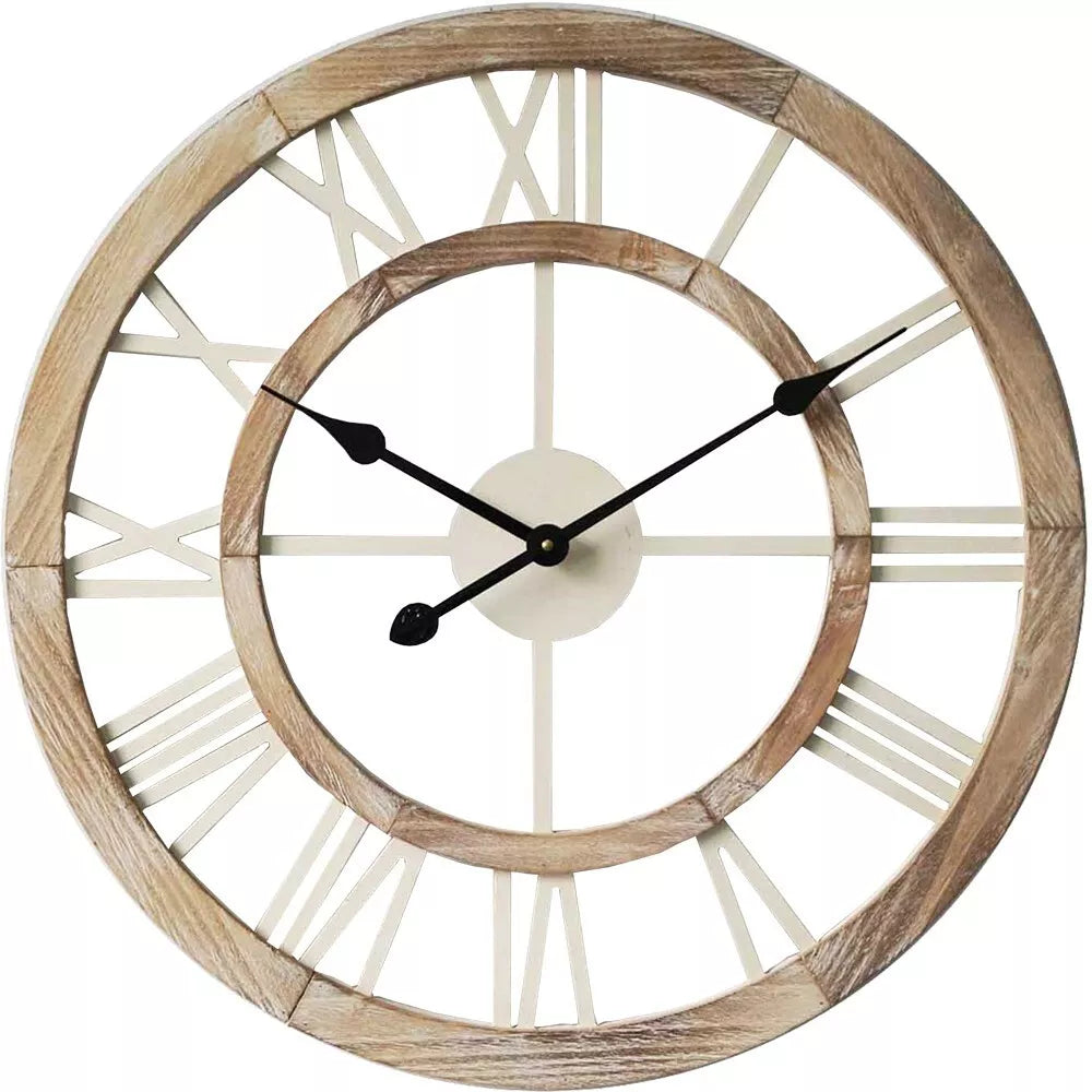 Coastal Large Floating Wooden Wall Clock 60cm French Country