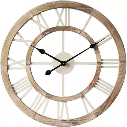 Coastal Large Floating Wooden Wall Clock 60cm French Country